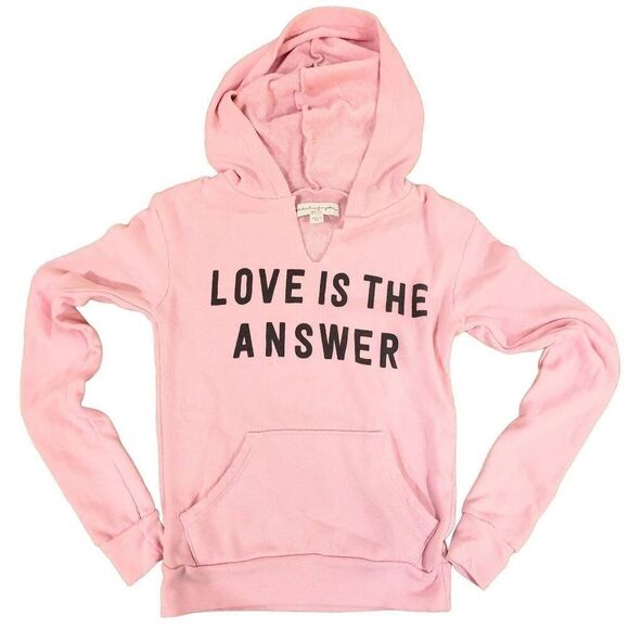 SPIRITUAL GANGSTER BIG KID M / XS WOMEN PINK HOODIE LOVE IS THE ANSWER NWOT